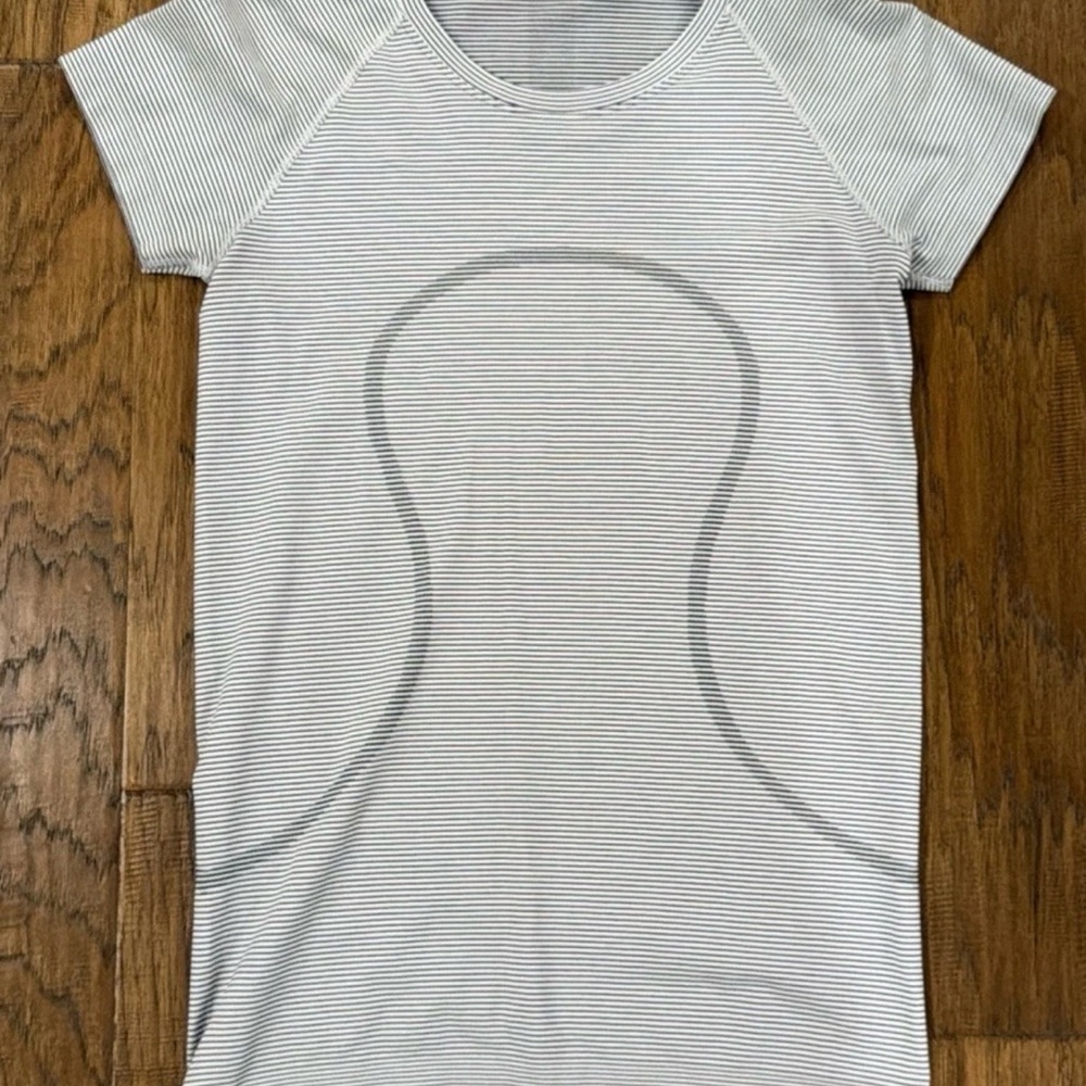lululemon athletica black Striped Short Sleeve Tee